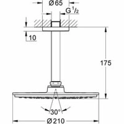 Верхний душ GROHE Rainshower Cosmopolitan Metal 210, 8,5 л/мин, 1 режим, 142 мм, хром (26063000) Верхний душ GROHE Rainshower Cosmopolitan Metal 210, 8,5 л/мин, 1 режим, 142 мм, хром (26063000)