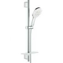 Душевой гарнитур GROHE Rainshower SmartActive 130 с мыльницей, 3 режима струи, душевая штанга 600 мм, 12 л/мин, белая луна (26576LS0)