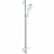 Душевой гарнитур GROHE Rainshower SmartActive 130 с мыльницей, 3 режима струи, душевая штанга 900 мм, 9,5 л/мин, белая луна (26579LS0)