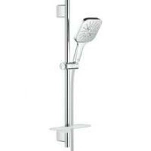 Душевой гарнитур GROHE Rainshower SmartActive 130 Cube с мыльницей, 3 режима струи, душевая штанга 600 мм, 9,5 л/мин, хром (26584000)