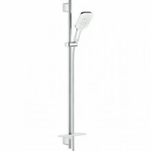 Душевой гарнитур GROHE Rainshower SmartActive 130 Cube с мыльницей, 3 режима струи, душевая штанга 900 мм, 12 л/мин, белая луна (26586LS0)