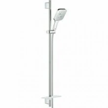 Душевой гарнитур GROHE Rainshower SmartActive 130 Cube с мыльницей, 3 режима струи, душевая штанга 900 мм, 9,5 л/мин, хром (26587000)