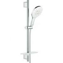Душевой гарнитур GROHE Rainshower SmartActive 150 с мыльницей, 3 режима струи, душевая штанга 600 мм, 9,5 л/мин, белая луна (26592LS0)