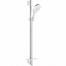 Душевой гарнитур GROHE Rainshower SmartActive 150 с мыльницей, 3 режима струи, душевая штанга 900 мм, 9,5 л/мин, белая луна (26594LS0)