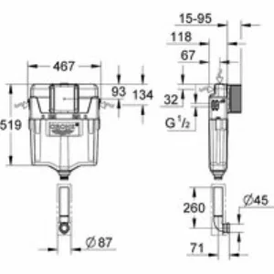 Смывной бачок скрытого монтажа для унитаза GROHE GD2 (38661000) Смывной бачок скрытого монтажа для унитаза GROHE GD2 (38661000)