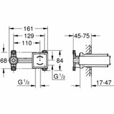 Встраиваемая часть однорычажного смесителя для раковины GROHE на 2 отверстия (23200002) Встраиваемая часть однорычажного смесителя для раковины GROHE на 2 отверстия (23200002)