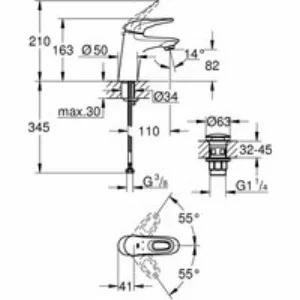 Смеситель для раковины GROHE Eurostyle, S-size, хром (23929003) Смеситель для раковины GROHE Eurostyle, S-size, хром (23929003)