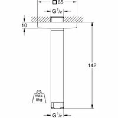 Душевой кронштейн потолочный GROHE Rainshower neutral 151 мм, хром (27485000) Душевой кронштейн потолочный GROHE Rainshower neutral 151 мм, хром (27485000)