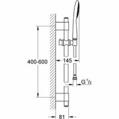 Душевой гарнитур GROHE Rainshower Solo 100, 1 режим струи, душевая штанга 600 мм, хром (27528000) Душевой гарнитур GROHE Rainshower Solo 100, 1 режим струи, душевая штанга 600 мм, хром (27528000)