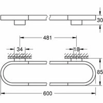 Держатель для полотенца/полочки GROHE Selection 600 мм, хром (41056000) Держатель для полотенца/полочки GROHE Selection 600 мм, хром (41056000)