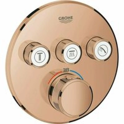 Внешняя часть термостата для душа GROHE Grohtherm SmartControl на 3 потребителя, круглая, теплый закат глянец (29121DA0) Внешняя часть термостата для душа GROHE Grohtherm SmartControl на 3 потребителя, круглая, теплый закат глянец (29121DA0)