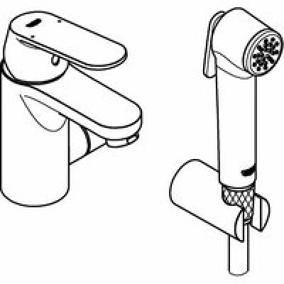 Смеситель для раковины GROHE Eurosmart Cosmopolitan с гигиеническим душем, S-size, хром (23950000) Смеситель для раковины GROHE Eurosmart Cosmopolitan с гигиеническим душем, S-size, хром (23950000)