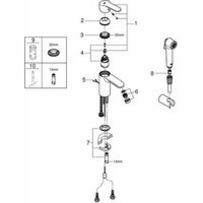 Смеситель для раковины GROHE Eurostyle Cosmopolitan с гигиеническим душем, S-size, хром (23953003) Смеситель для раковины GROHE Eurostyle Cosmopolitan с гигиеническим душем, S-size, хром (23953003)
