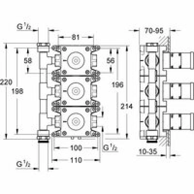 Встраиваемая часть переключателя потоков GROHE Rapido C для Grohtherm F на 3 выхода (35031000) Встраиваемая часть переключателя потоков GROHE Rapido C для Grohtherm F на 3 выхода (35031000)