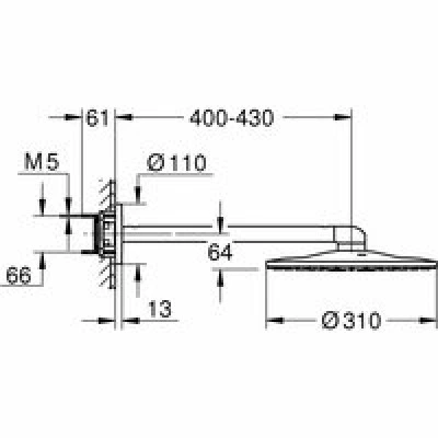 Верхний душ GROHE Rainshower SmartActive 310, 2 режима, 430 мм, холодный рассвет матовый (26475GN0) Верхний душ GROHE Rainshower SmartActive 310, 2 режима, 430 мм, холодный рассвет матовый (26475GN0)