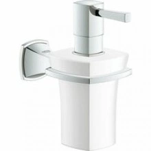 Дозатор жидкого мыла GROHE Grandera керамический, с держателем, хром (40627000)