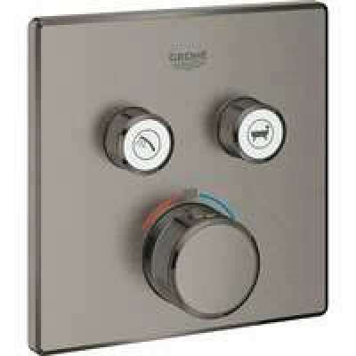 Внешняя часть термостата для ванны и душа GROHE Grohtherm SmartControl на 2 потребителя, темный графит матовый(29124AL0) Внешняя часть термостата для ванны и душа GROHE Grohtherm SmartControl на 2 потребителя, темный графит матовый(29124AL0)