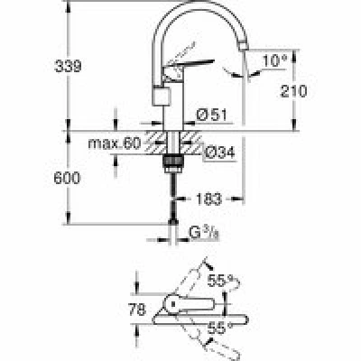 Смеситель для кухонной мойки GROHE Start QuickFix, хром (30469000) Смеситель для кухонной мойки GROHE Start QuickFix, хром (30469000)
