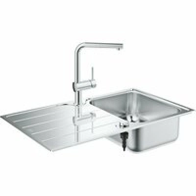 Мойка GROHE K500 45 -S 1.0 из нержавеющей стали, оборачиваемая, и смеситель для мойки GROHE Minta (31573SD1)