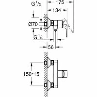 Смеситель для душа GROHE BauLoop, наружный, хром (23633001) Смеситель для душа GROHE BauLoop, наружный, хром (23633001)