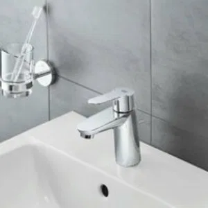 Смеситель для раковины GROHE BauEdge с ограничителем температуры и рычажным донным клапаном, M-Size, хром (23758001) Смеситель для раковины GROHE BauEdge с ограничителем температуры и рычажным донным клапаном, M-Size, хром (23758001)