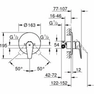 Смеситель для душа GROHE BauEdge в комплекте с монтажной частью, хром (29078001) Смеситель для душа GROHE BauEdge в комплекте с монтажной частью, хром (29078001)