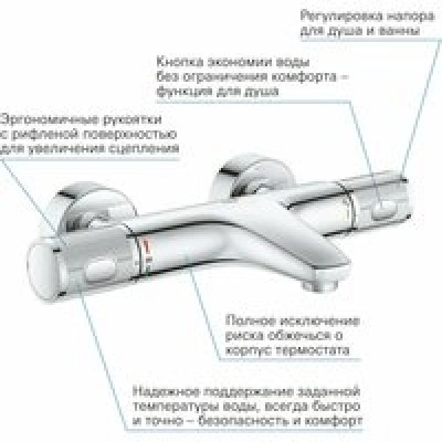 Термостат для ванны GROHE Precision Feel QuickFix, хром (34788000) Термостат для ванны GROHE Precision Feel QuickFix, хром (34788000)