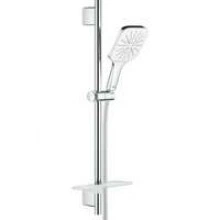 Душевой гарнитур GROHE Vitalio SmartActive 130 Cube с мыльницей, 3 режима струи, душевая штанга 600 мм, 9,5 л/мин, белая луна/хром (26596000)