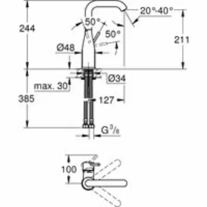 Смеситель для раковины GROHE Essence, хром (23541001) Смеситель для раковины GROHE Essence, хром (23541001)