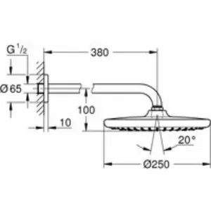 Верхний душ GROHE Tempesta 250, 9,5 л/мин, 1 режим, 380 мм, хром/белый (26668000) Верхний душ GROHE Tempesta 250, 9,5 л/мин, 1 режим, 380 мм, хром/белый (26668000)