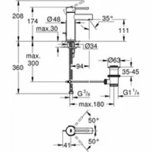 Смеситель для раковины GROHE Essence с донным клапаном, S-size, хром (32898001) Смеситель для раковины GROHE Essence с донным клапаном, S-size, хром (32898001)
