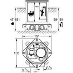 Монтажный набор GROHE для напольного смесителя или излива для ванны , глубина монтажа 47-151 мм (29086000) Монтажный набор GROHE для напольного смесителя или излива для ванны , глубина монтажа 47-151 мм (29086000)
