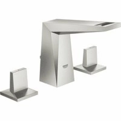 Смеситель для раковины GROHE Allure Brilliant на 3 отверстия, с донным клапаном и низким изливом, суперсталь (20342DC0)