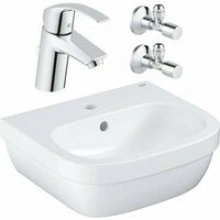 Набор для ванной комнаты: смеситель для раковины GROHE Eurosmart New и мини-раковина GROHE Euro Ceramic 45 см (NC0009)