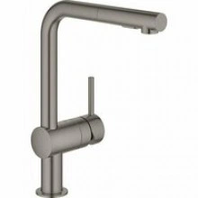 Смеситель для кухни GROHE Minta с вытяжным душем, L-образный излив, темный графит матовый (30274AL0)