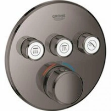 Внешняя часть термостата для душа GROHE Grohtherm SmartControl на 3 потребителя, круглая, темный графит глянец (29121A00)