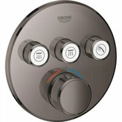 Внешняя часть термостата для душа GROHE Grohtherm SmartControl на 3 потребителя, круглая, темный графит глянец (29121A00)