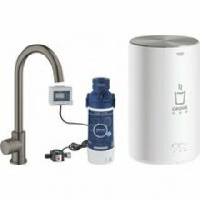 Комплект для кухни GROHE Red Mono II с бойлером M-size, с вертикальным вентилем с C-образным изливом, темный графит матовый (30085AL1)