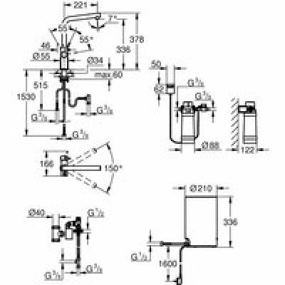 Комплект для кухни GROHE Red Duo II с бойлером M-size, смеситель с L-образным изливом, темный графит матовый (30327AL1) Комплект для кухни GROHE Red Duo II с бойлером M-size, смеситель с L-образным изливом, темный графит матовый (30327AL1)