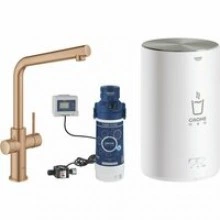 Комплект для кухни GROHE Red Duo II с бойлером M-size, смеситель с L-образным изливом, теплый закат матовый (30327DL1)