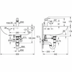 Набор для ванной GROHE Bau: раковина 60 + смеситель BauFlow (39644000) Набор для ванной GROHE Bau: раковина 60 + смеситель BauFlow (39644000)