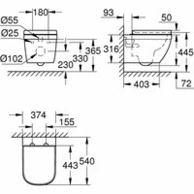 Унитаз GROHE Euro Ceramic подвесной с сиденьем с микролифтом, альпин-белый (39703000) Унитаз GROHE Euro Ceramic подвесной с сиденьем с микролифтом, альпин-белый (39703000)