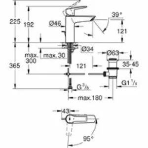 Смеситель для раковины однорычажный GROHE QuickFix Start с донным клапаном, M-Size, хром, (23552002) Смеситель для раковины однорычажный GROHE QuickFix Start с донным клапаном, M-Size, хром, (23552002)