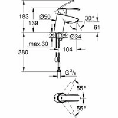 Смеситель для раковины GROHE Start с цепочкой, хром (32277001) Смеситель для раковины GROHE Start с цепочкой, хром (32277001)