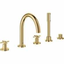 Смеситель для ванны GROHE Atrio двухвентильный, на 5 отверстий, на край ванны, холодный рассвет глянец (19923GL3)