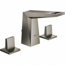 Смеситель для раковины GROHE Allure Brilliant на 3 отверстия, с донным клапаном и низким изливом, темный графит матовый (20342AL0)