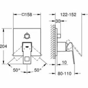 Внешняя часть смесителя для ванны GROHE Eurocube с переключателем на 3 положения, темный графит матовый (24094AL0) Внешняя часть смесителя для ванны GROHE Eurocube с переключателем на 3 положения, темный графит матовый (24094AL0)