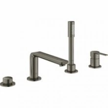 Смеситель для ванны GROHE Lineare на 4 отверстия, на край ванны, темный графит матовый (19577AL1)