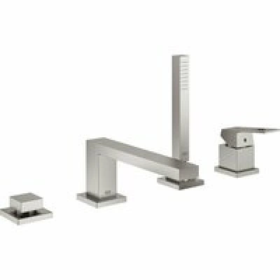 Смеситель для ванны GROHE Eurocube на 4 отверстия, на край ванны, суперсталь (19897DC1)