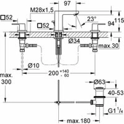 Смеситель для раковины GROHE Eurocube на 3 отверстия, суперсталь (20351DC0) Смеситель для раковины GROHE Eurocube на 3 отверстия, суперсталь (20351DC0)